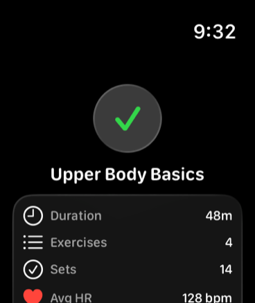 Workout summary on Apple Watch